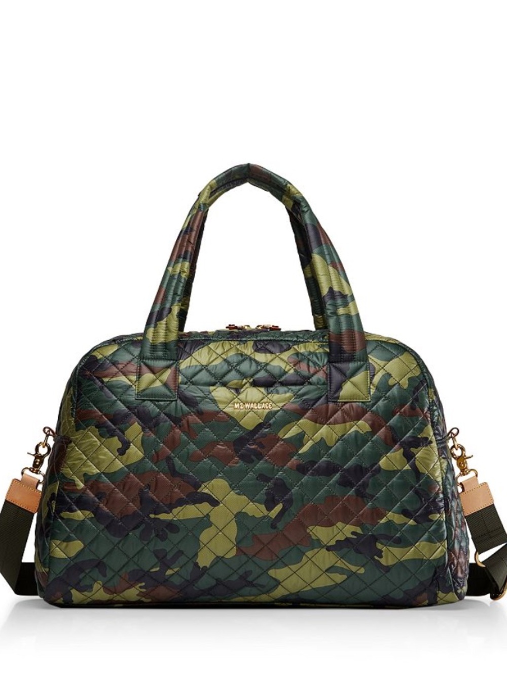 MZ Wallace Sutton Jim Travel Green Camo BLK Quilted Tote